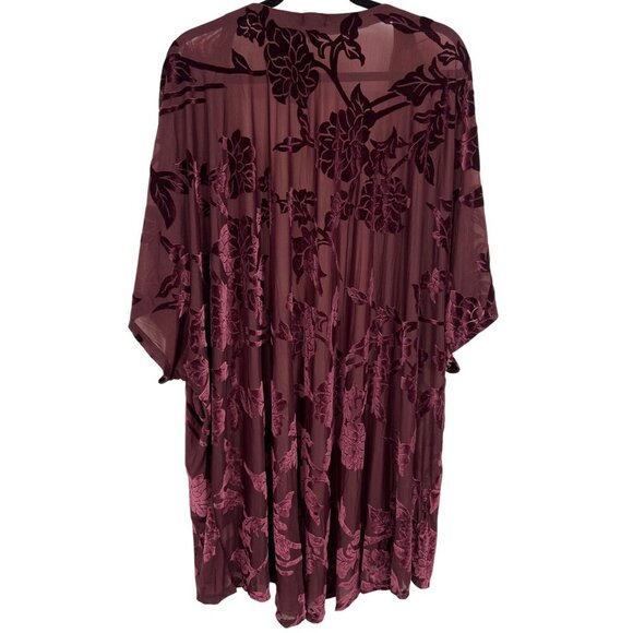 Torrid Women Velvet Kimono Cardigan Jacket Plus 4 4X Burnout Short Sleeve New - Picture 5 of 8